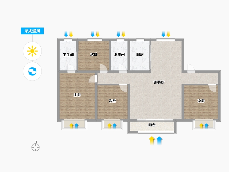 河北省-邯郸市-春华秋实小区-128.00-户型库-采光通风