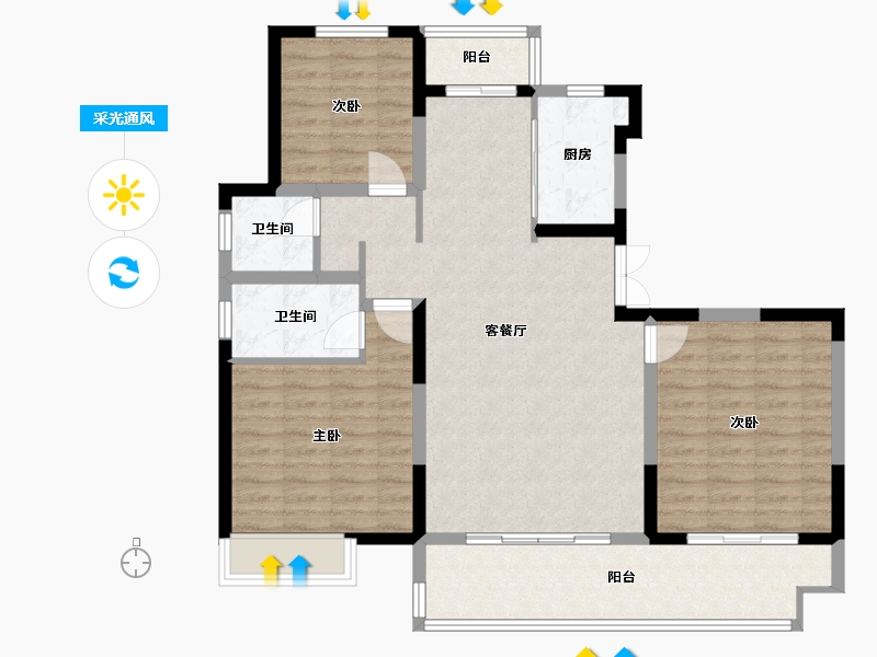 河南省-开封市-天时湾-104.00-户型库-采光通风