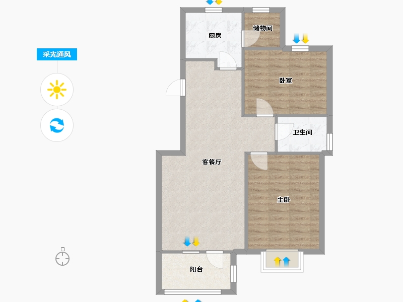 山东省-青岛市-天泰阳光海岸-73.60-户型库-采光通风