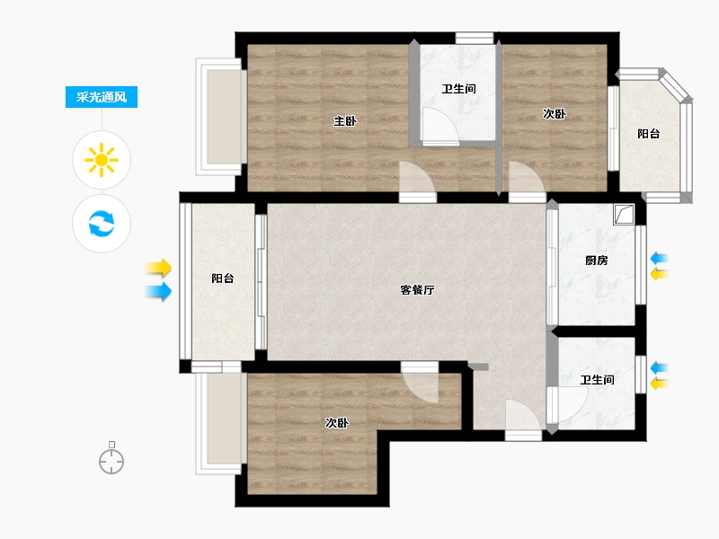 北京-北京市-公园都会-71.20-户型库-采光通风