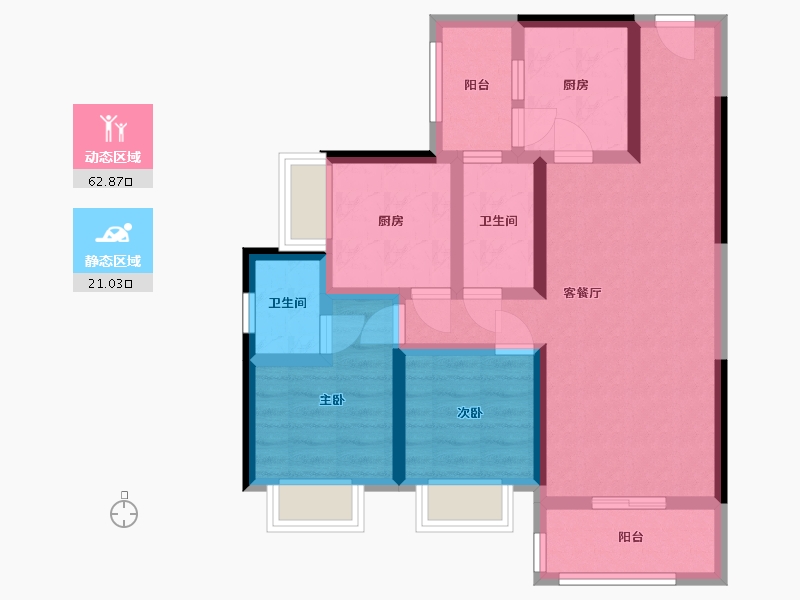 四川省-凉山彝族自治州-冕宁未来城-86.40-户型库-动静分区