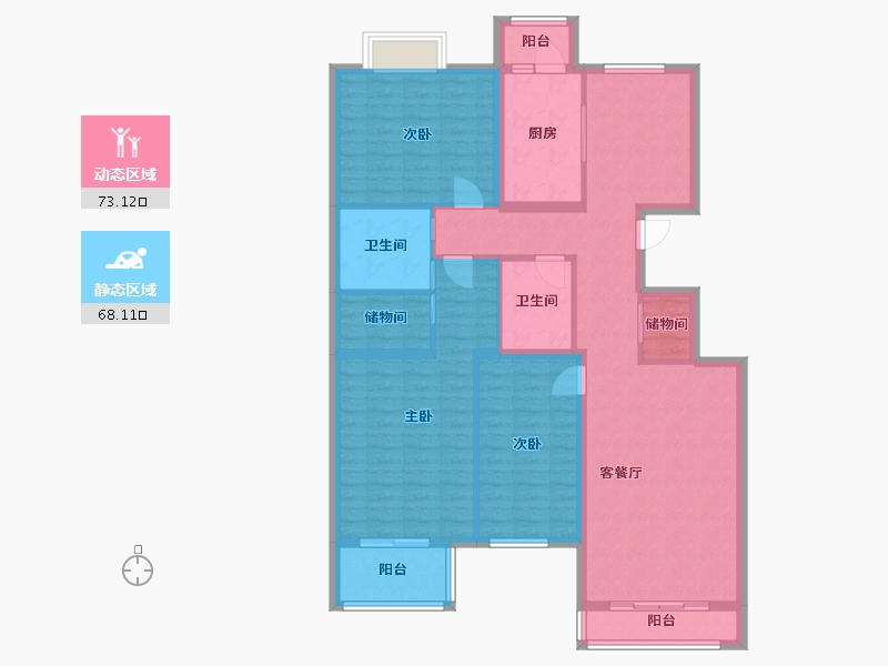 北京-北京市-美域家园-南区-122.80-户型库-动静分区