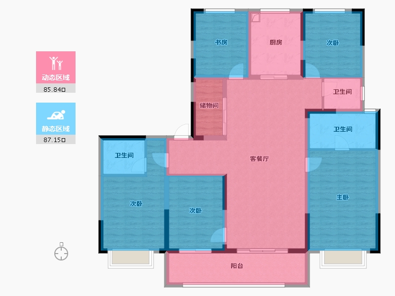 浙江省-宁波市-江万府-144.00-户型库-动静分区