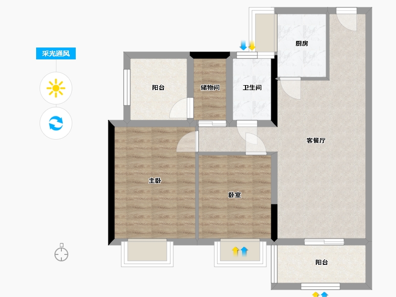 广东省-惠州市-仁和美地-71.39-户型库-采光通风