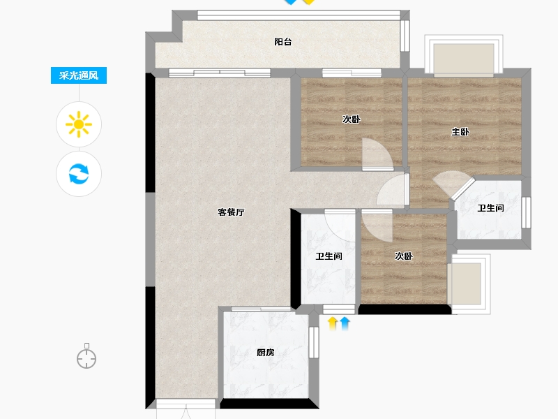 湖南省-长沙市-碧桂园时代城-88.00-户型库-采光通风