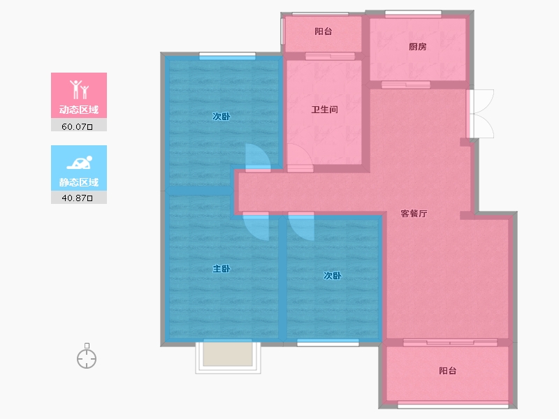 陕西省-渭南市-米兰花园-95.37-户型库-动静分区