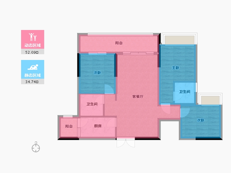 贵州省-黔东南苗族侗族自治州-湖畔一号-93.60-户型库-动静分区