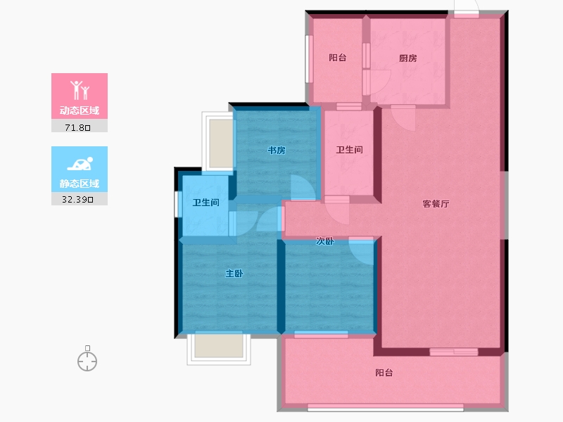 四川省-凉山彝族自治州-冕宁未来城-94.40-户型库-动静分区