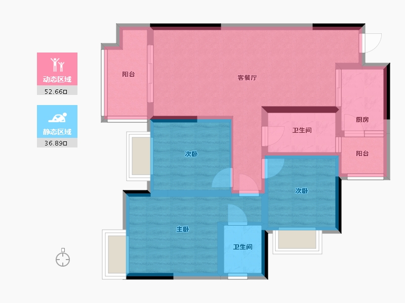 贵州省-遵义市-赤水印象-85.60-户型库-动静分区