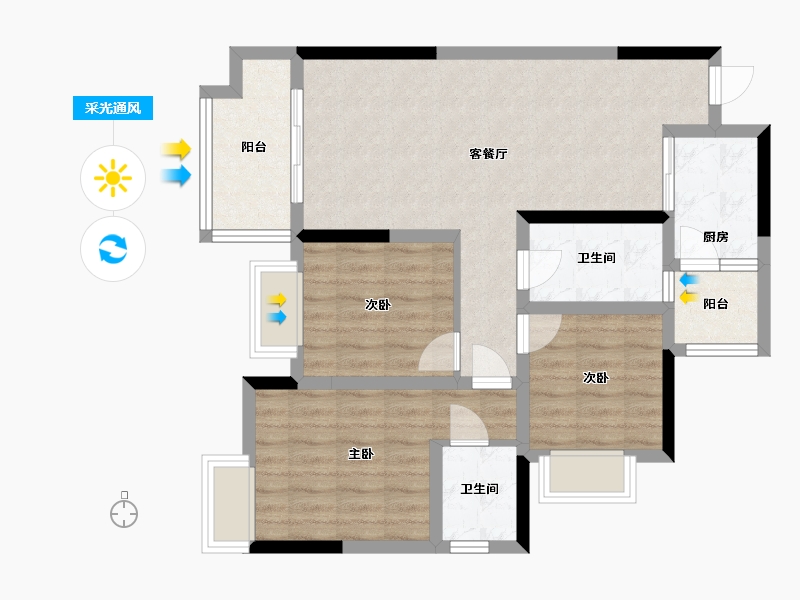 贵州省-遵义市-赤水印象-85.60-户型库-采光通风