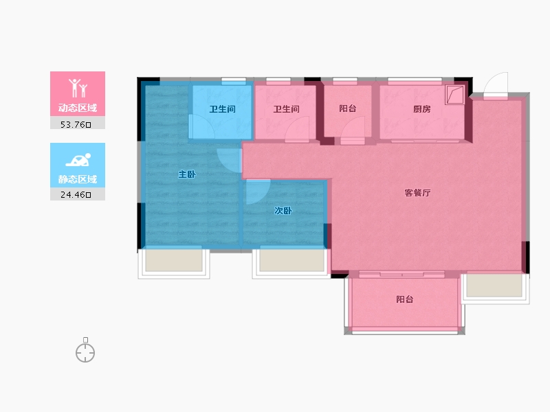 重庆-重庆市-万科四季花城-2期-80.00-户型库-动静分区