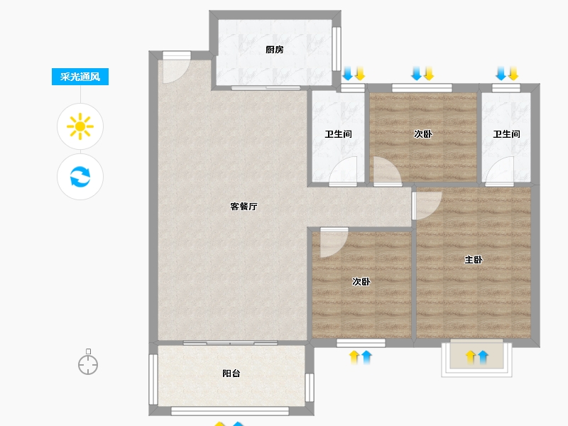 福建省-泉州市-源昌盛景湾-90.00-户型库-采光通风