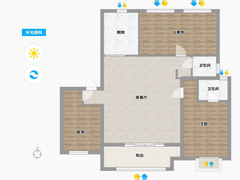 河北省-石家庄市-观澜-147.00-户型库-采光通风