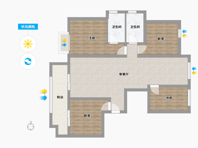 山东省-淄博市-明发桃花源著-115.00-户型库-采光通风