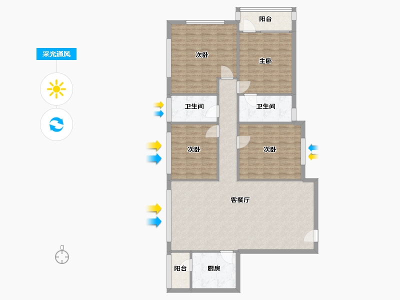 海南省-海口市-滨江花园-114.73-户型库-采光通风