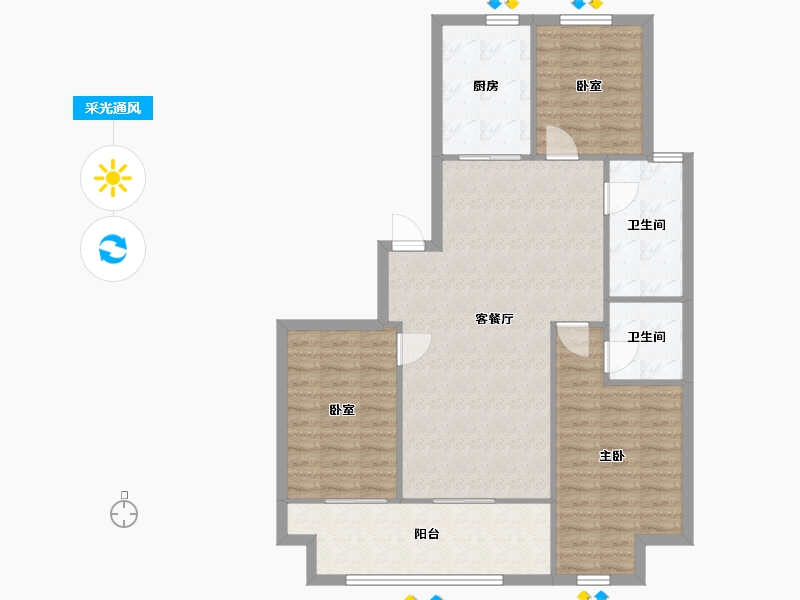 山东省-临沂市-名仕温泉国际城-107.20-户型库-采光通风