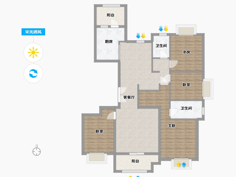 浙江省-温州市-珑馨景园-120.00-户型库-采光通风