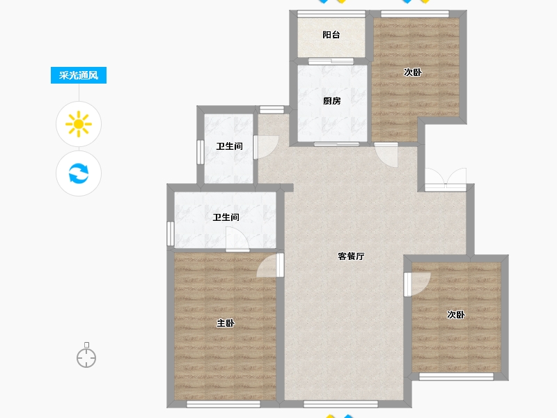 内蒙古自治区-赤峰市-绿洲悦府-100.80-户型库-采光通风