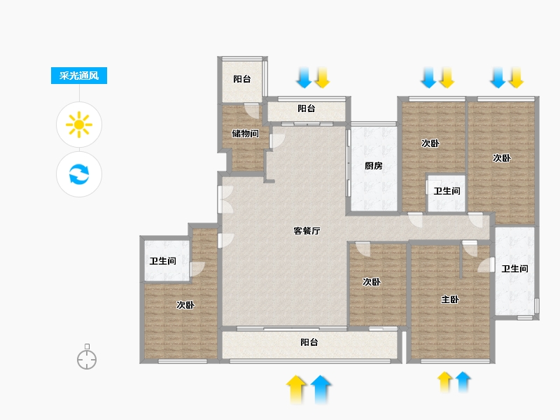 浙江省-宁波市-滨江誉品-237.60-户型库-采光通风