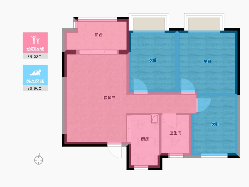 浙江省-杭州市-湖山帝景湾南苑-70.00-户型库-动静分区