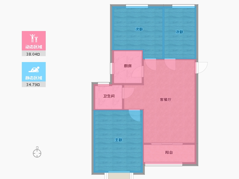 山东省-济南市-祥泰新河湾-75.35-户型库-动静分区