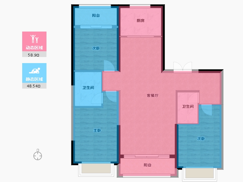 山西省-大同市-文瀛御湖湾-101.80-户型库-动静分区