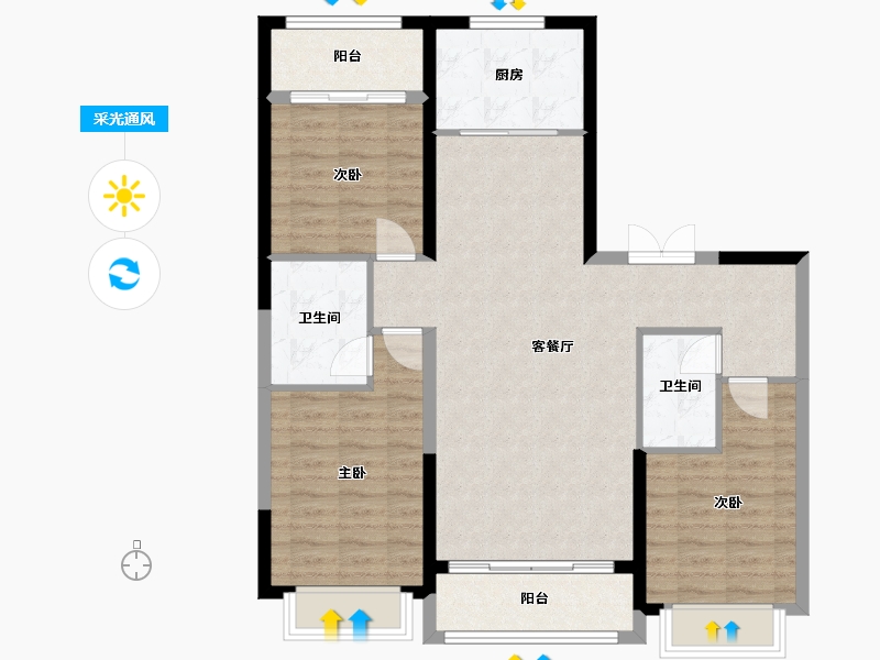 山西省-大同市-文瀛御湖湾-101.80-户型库-采光通风