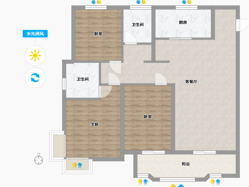 河北省-邢台市-天一府小区-107.20-户型库-采光通风