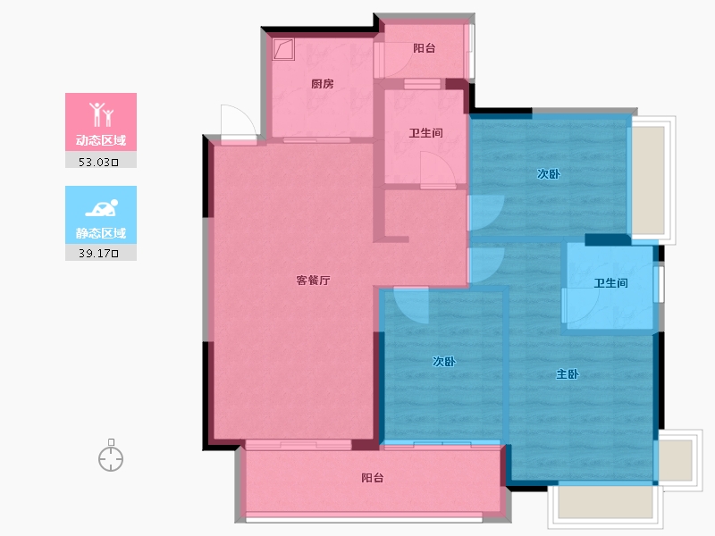 广东省-惠州市-天安星河广场-85.54-户型库-动静分区