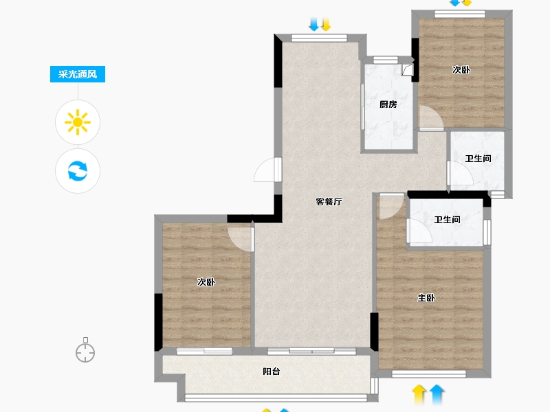 江西省-九江市-中辉外滩-93.60-户型库-采光通风