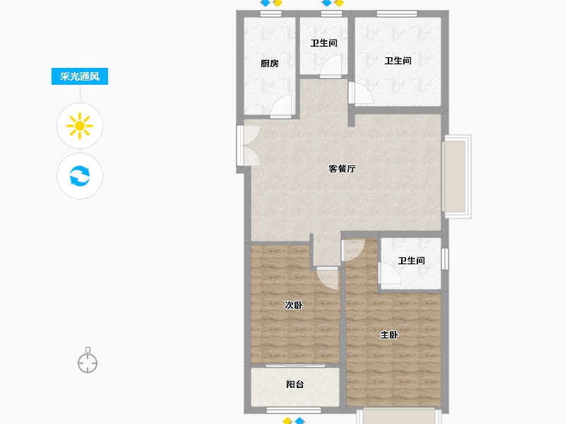 山东省-济宁市-雍华府-95.20-户型库-采光通风