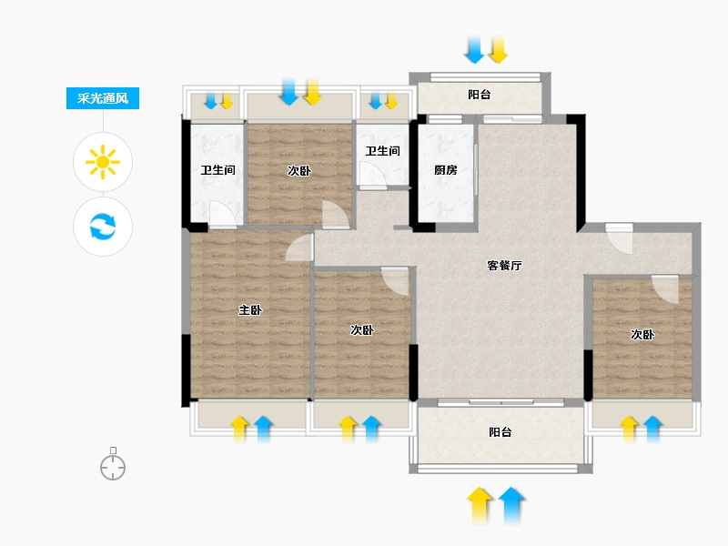 广西壮族自治区-桂林市-平乐碧桂园-104.00-户型库-采光通风