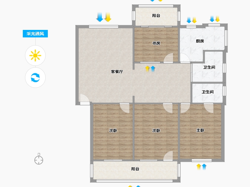 江苏省-淮安市-名都花园-126.40-户型库-采光通风