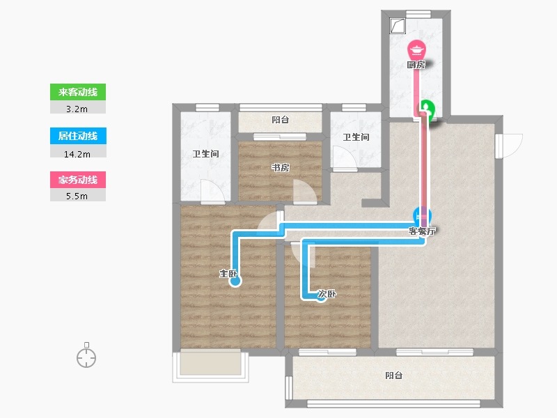 安徽省-宿州市-绿地城博学院-86.40-户型库-动静线