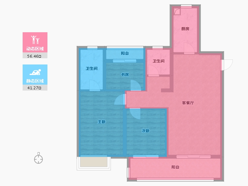 安徽省-宿州市-绿地城博学院-86.40-户型库-动静分区