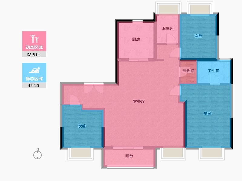 江苏省-苏州市-明玥逸庭-113.00-户型库-动静分区