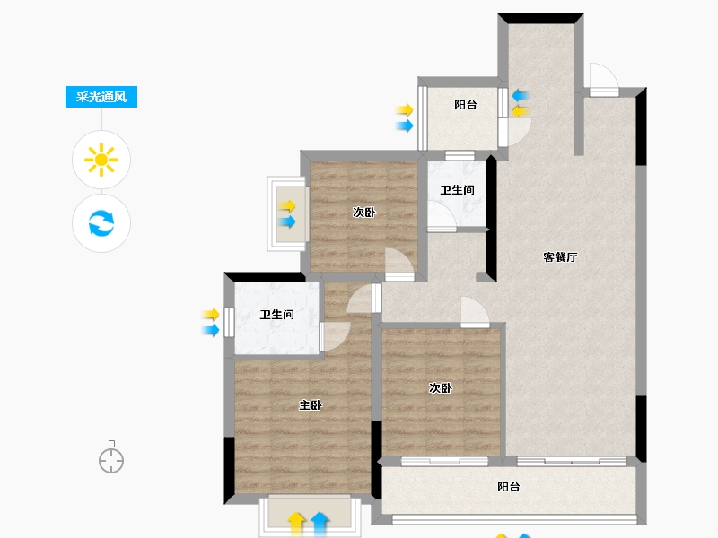 重庆-重庆市-龙樾生态城樾书府(南区)-90.00-户型库-采光通风