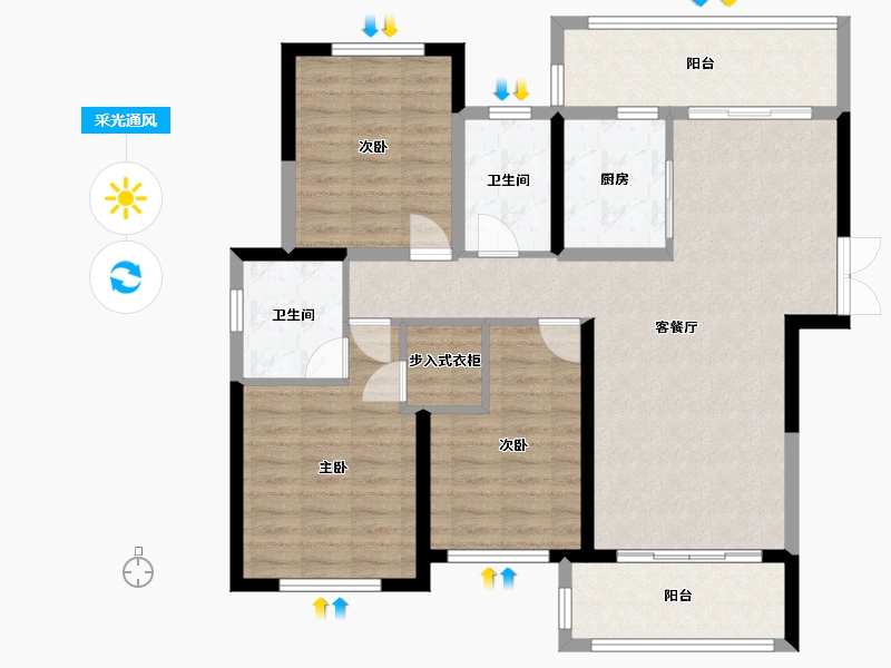 海南省-海口市-椰风水韵南区-108.93-户型库-采光通风