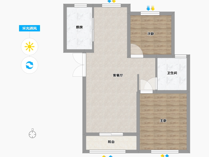 河南省-安阳市-亚龙湾东湖-75.03-户型库-采光通风