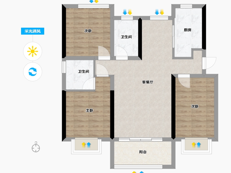 山东省-济宁市-苗营回迁-103.00-户型库-采光通风