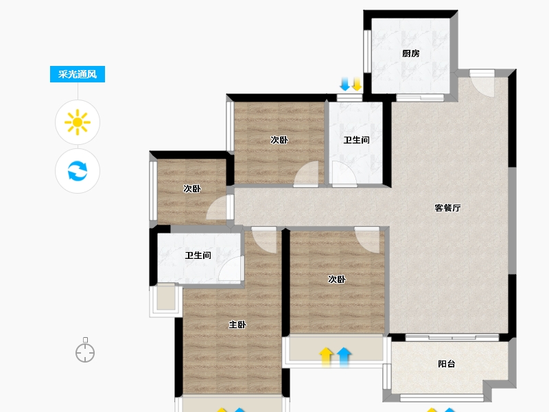 广东省-广州市-星河·东悦湾-三期-90.40-户型库-采光通风