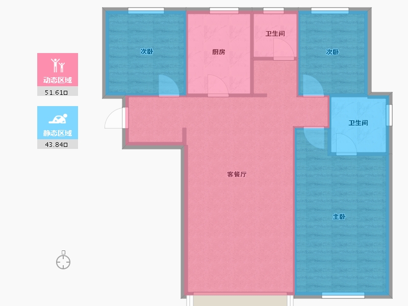 新疆维吾尔自治区-乌鲁木齐市-万科公园里-112.00-户型库-动静分区