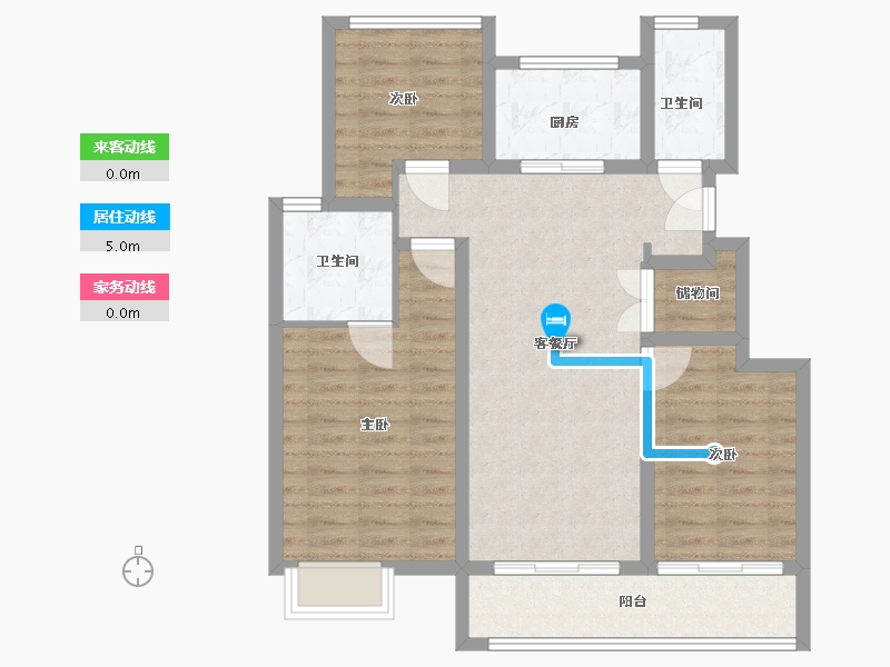 江苏省-苏州市-保利湖畔云上-86.40-户型库-动静线