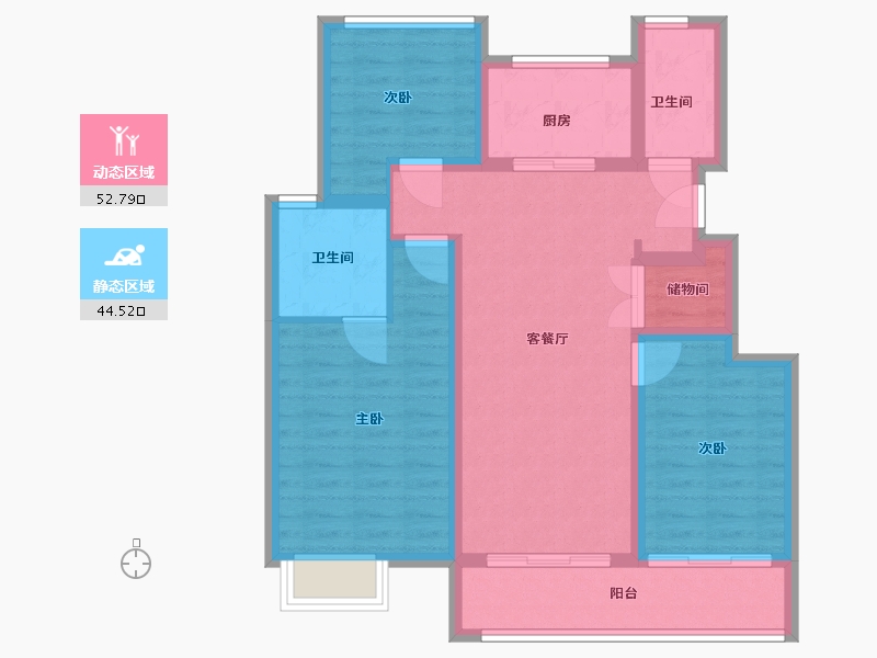 江苏省-苏州市-保利湖畔云上-86.40-户型库-动静分区