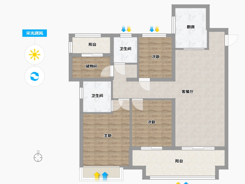 江苏省-苏州市-龙湖大境天成-97.00-户型库-采光通风