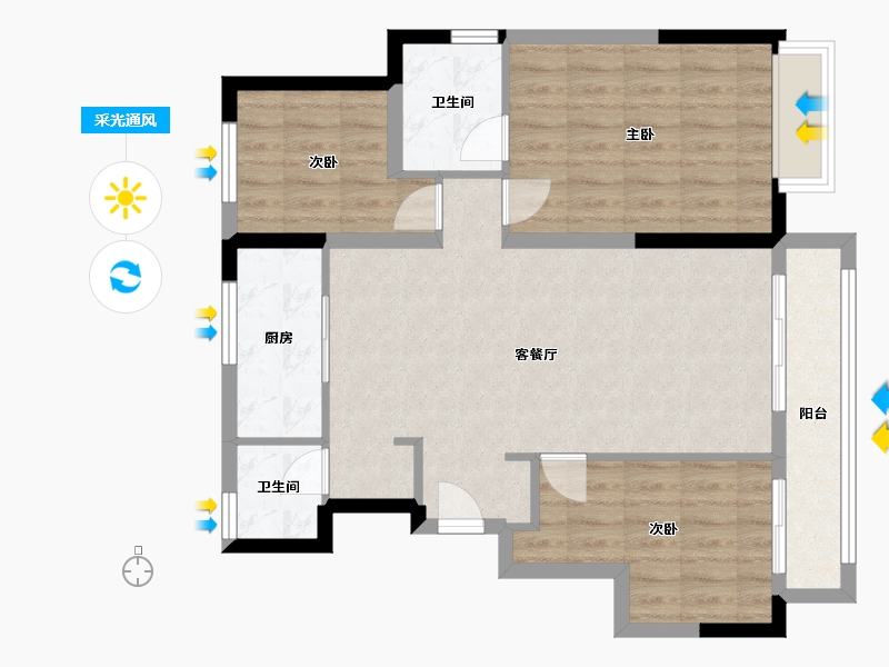 河北省-石家庄市-金地格林郡-88.00-户型库-采光通风