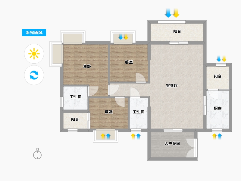 广东省-清远市-时代美居-95.34-户型库-采光通风