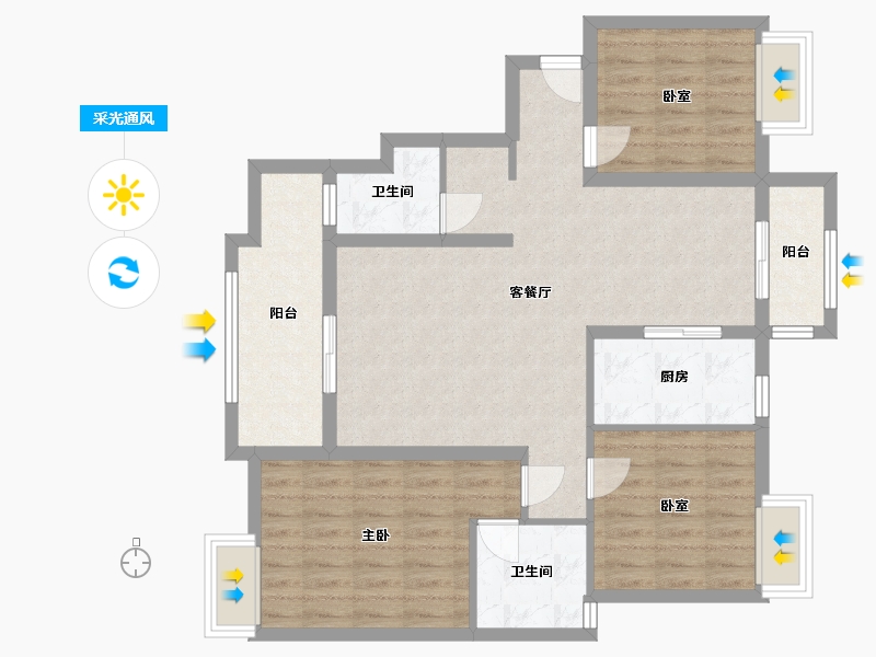 湖南省-长沙市-星雅美辰-92.19-户型库-采光通风