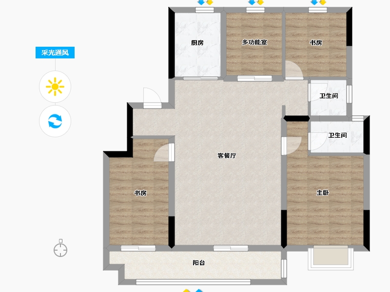 浙江省-嘉兴市-云栖里-110.00-户型库-采光通风