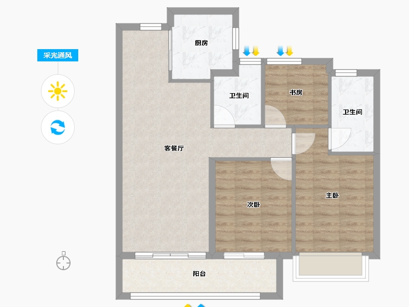 浙江省-宁波市-滨涛府-79.20-户型库-采光通风